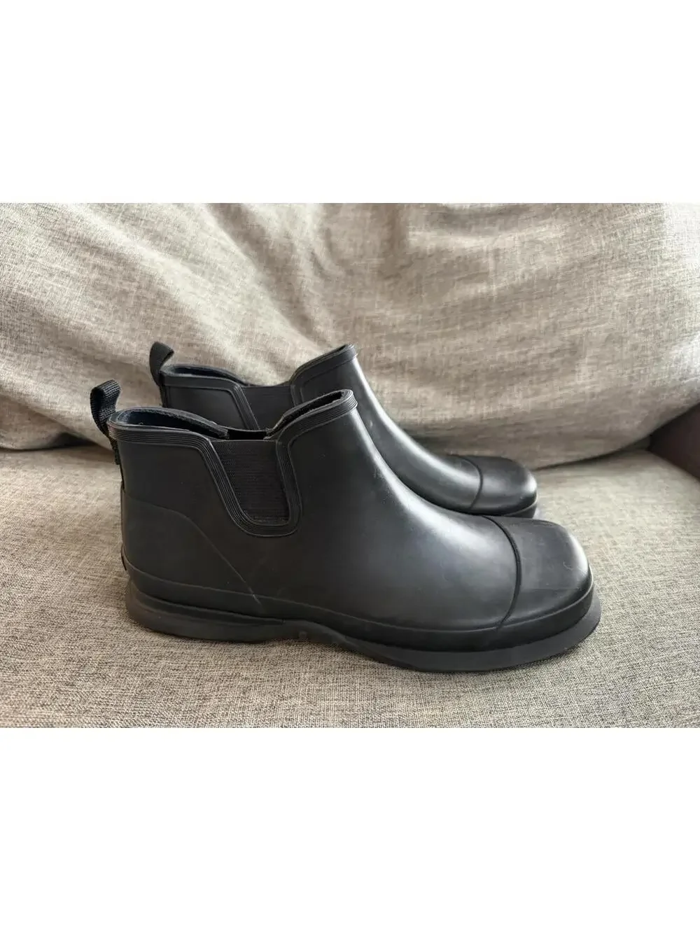 Eddie Bauer Rubber Chelsea Boots Womens Size 10 Black Pull On Rain Shoes